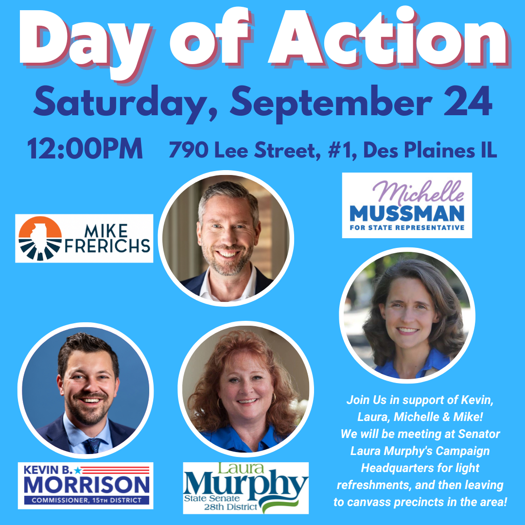 Day of Action with State Treasurer Mike Frerichs, State Representative Michelle Mussman, and State Senator Laura Murphy